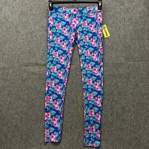 Tipsy Elves Blue And Purple Floral Leggings Women's Size XS Pull On